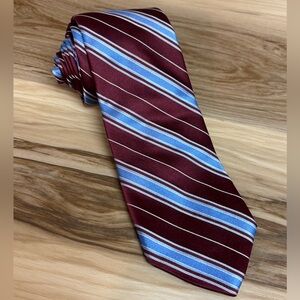Brooks Brothers burgundy and blue striped silk tie Size 59” by 3.25.